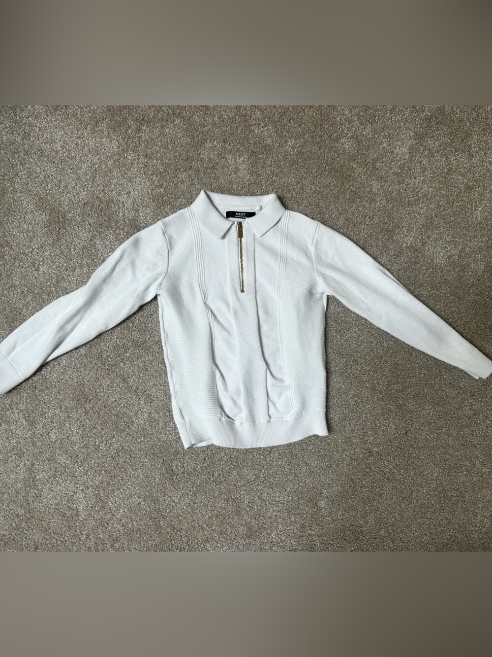 Lightweight White Half-Zip Kids Sweater